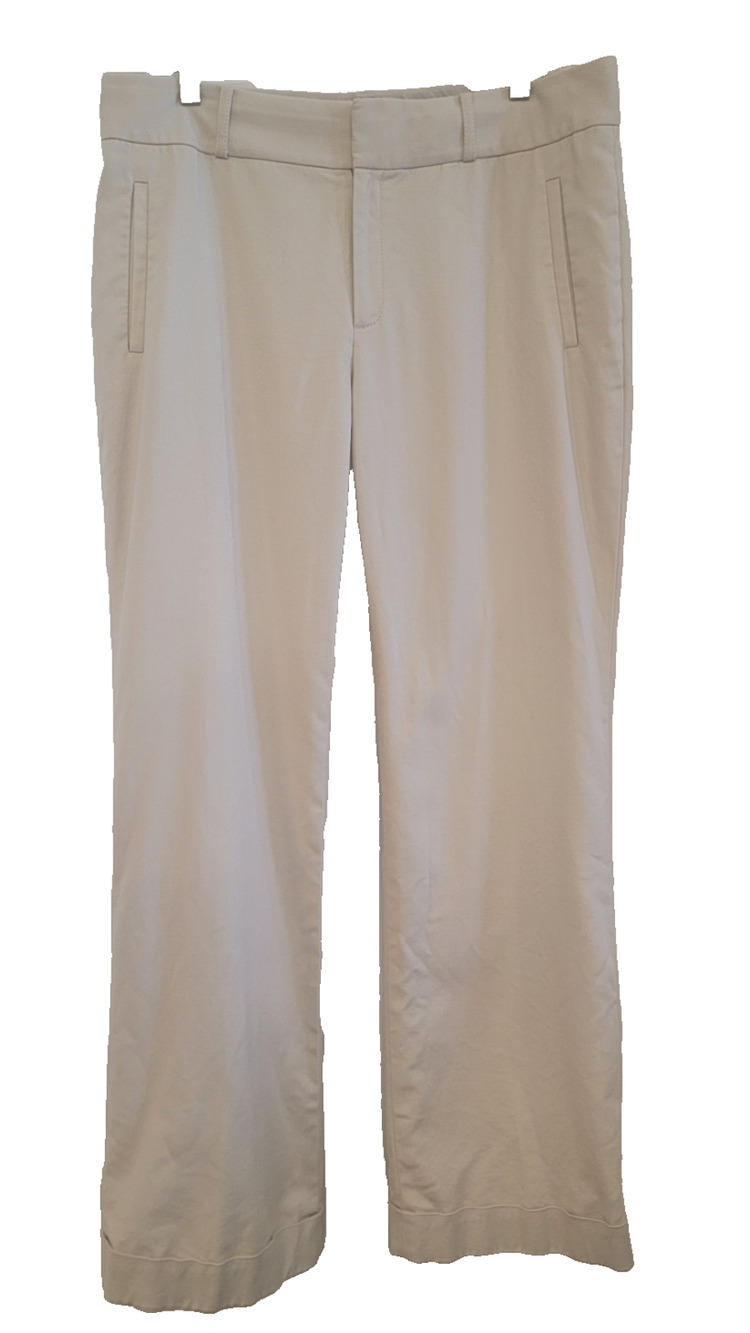 Banana Republic Martin Fit Pants Sz 12 Khaki Beige Wide Leg Trousers Stretch